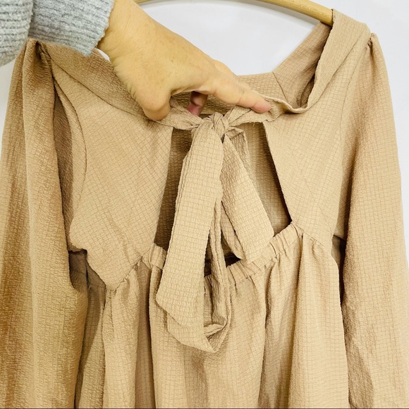 SUCREFAS Apricot Tiered Boho Dress with Back Cutout & Tie - Size M/L - Picture 10 of 16